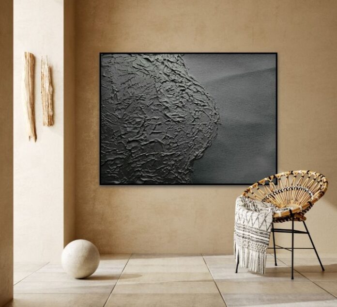 Textured Black Abstract Wall Art Textured Painting